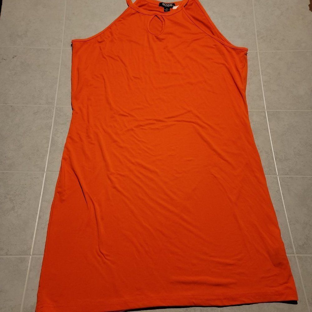 Rouge Collection Womens Orange Sleeveless Keyhole Mini Dress Size 4X